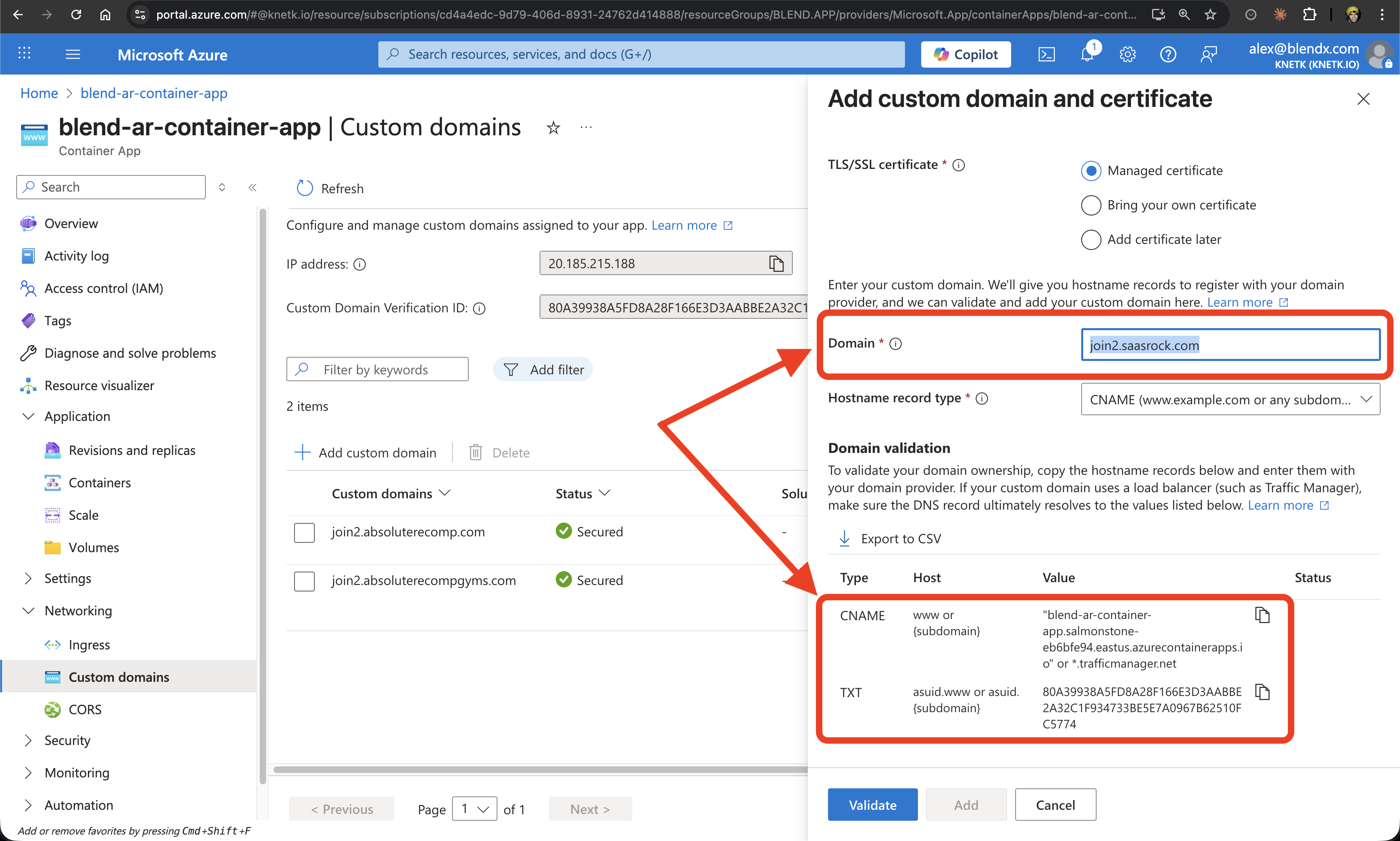 Add custom domain form