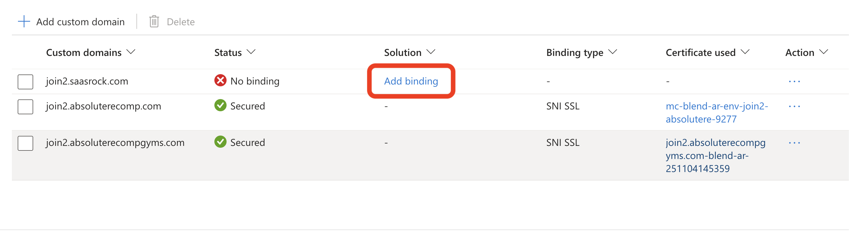 Domain without binding